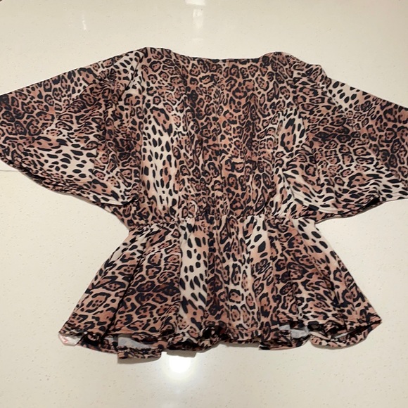 PrettyLittleThing Leopard Plunge V-neck Blouse - Picture 6 of 6